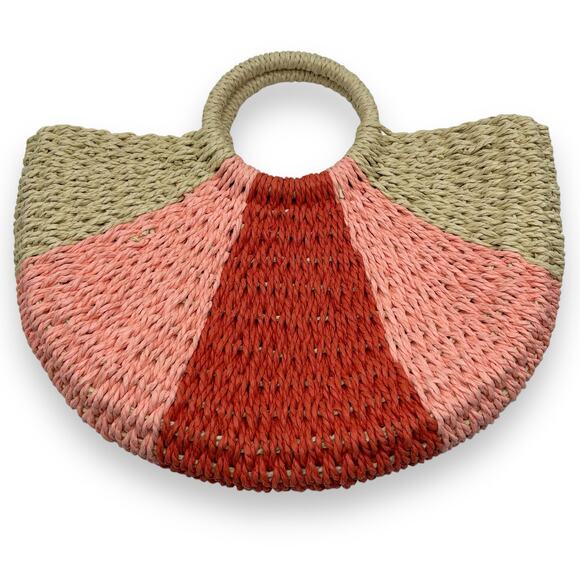 Unbranded Handbags - Handwoven Rattan Top-handle Bag Bohemian Round Straw Tote Bag Beach Large
